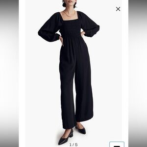 Madewell Lucie Star Jacquard Tie Back Long Sleeve Jumpsuit Black Size 2
